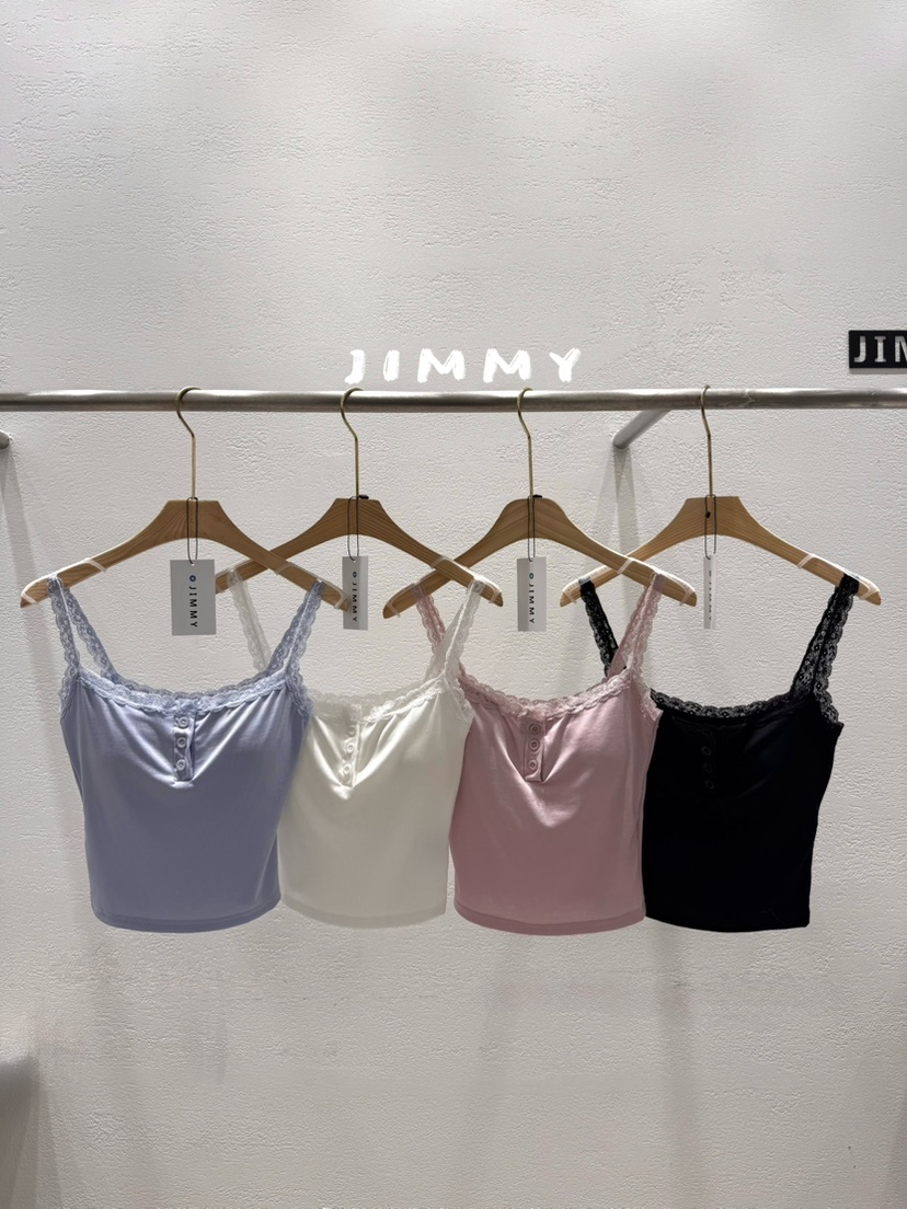 JIMMY韓國代購女裝新款熱賣26春夏人氣26夏季吊帶背心蕾絲無袖JIMMY/REMAKE吊帶/背心