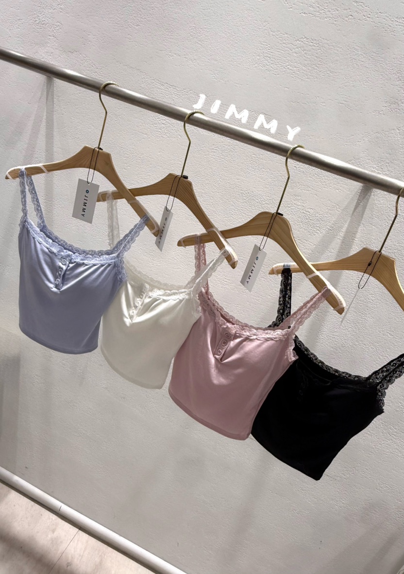 JIMMY韓國代購女裝新款熱賣26春夏人氣26夏季吊帶背心蕾絲無袖JIMMY/REMAKE吊帶/背心
