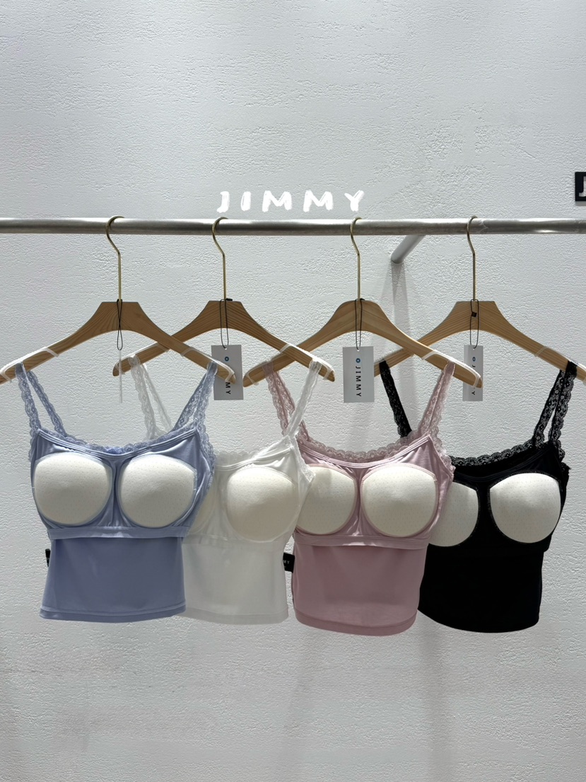 JIMMY韓國代購女裝新款熱賣26春夏人氣26夏季吊帶背心蕾絲無袖JIMMY/REMAKE吊帶/背心