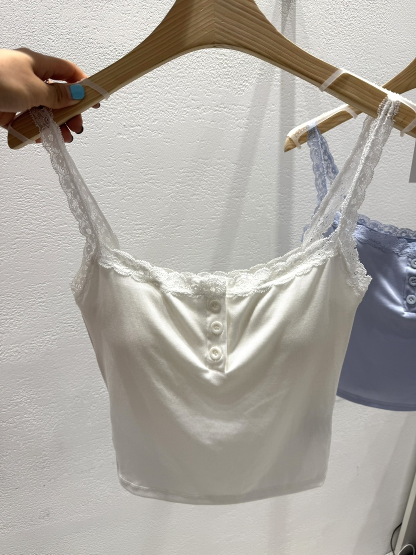 JIMMY韓國代購女裝新款熱賣26春夏人氣26夏季吊帶背心蕾絲無袖JIMMY/REMAKE吊帶/背心圖色2