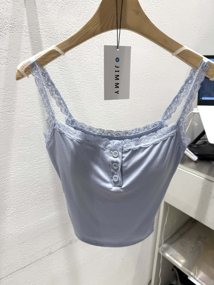 JIMMY韓國代購女裝新款熱賣26春夏人氣26夏季吊帶背心蕾絲無袖JIMMY/REMAKE吊帶/背心圖色3