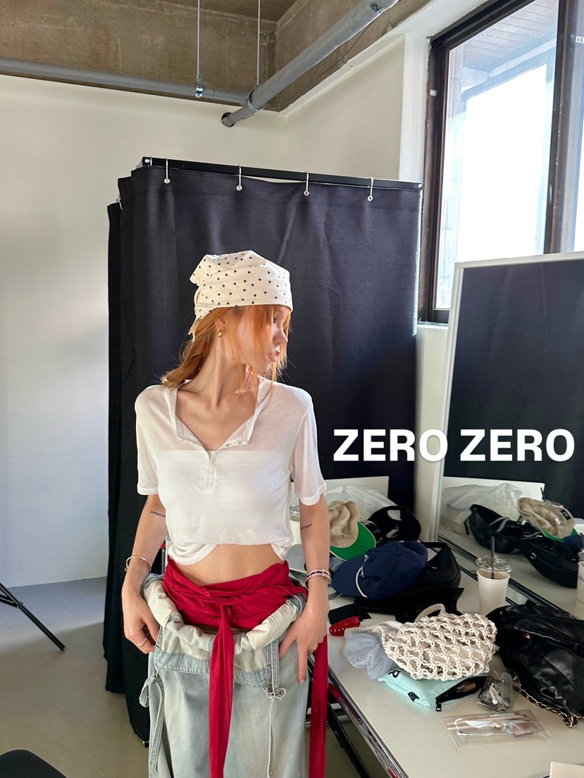ZEROZERO東大門實拍韓國女裝新品時尚休閑推薦熱賣T恤透視ZEROZEROT恤