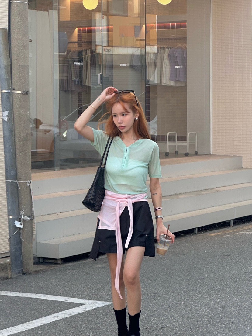 ZEROZERO東大門實拍韓國女裝新品時尚休閑推薦熱賣T恤透視ZEROZEROT恤圖色2