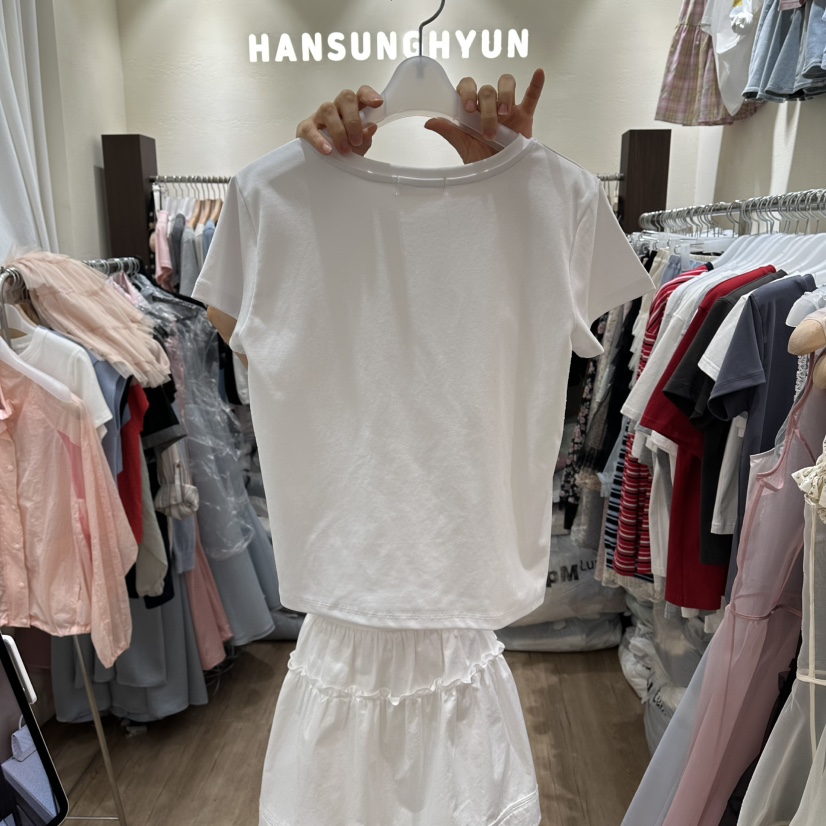 HANSUNGHYUN韓國代購女裝新款26春夏26夏季熱賣T恤兔子絲帶HANSUNGHYUNT恤
