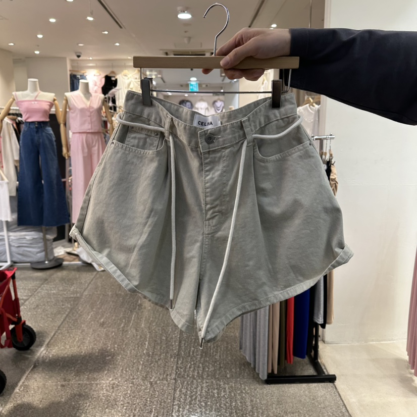 CELINA韓國直郵女裝新品熱賣26夏季休閑職業時尚短褲含腰繩CELI_NA短褲圖色2