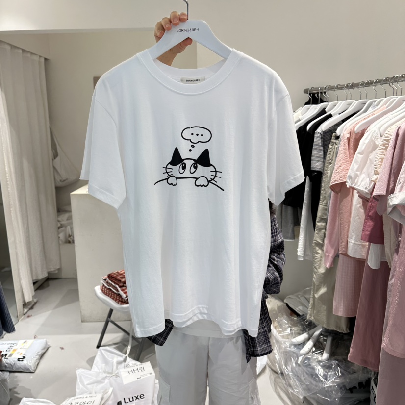 LORING RE I韓國代購女裝新品26春夏26夏季熱賣休閑T恤LORING RE-I/BARET恤圖色1