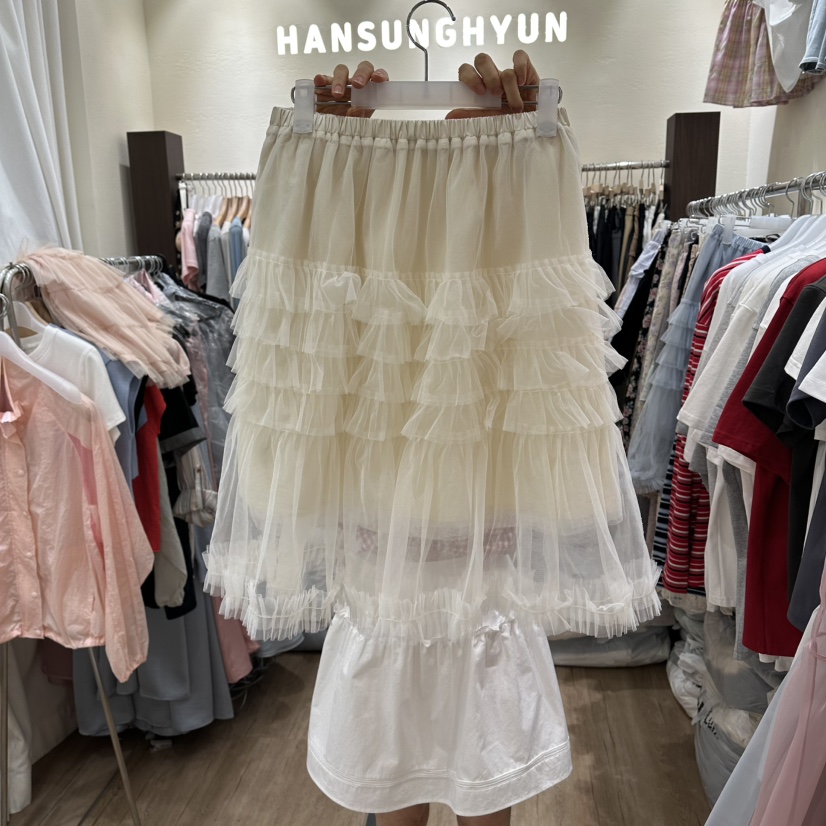 HANSUNGHYUN韓國東大門代購女裝新款26夏季職業推薦長裙多層HANSUNGHYUN長裙圖色1