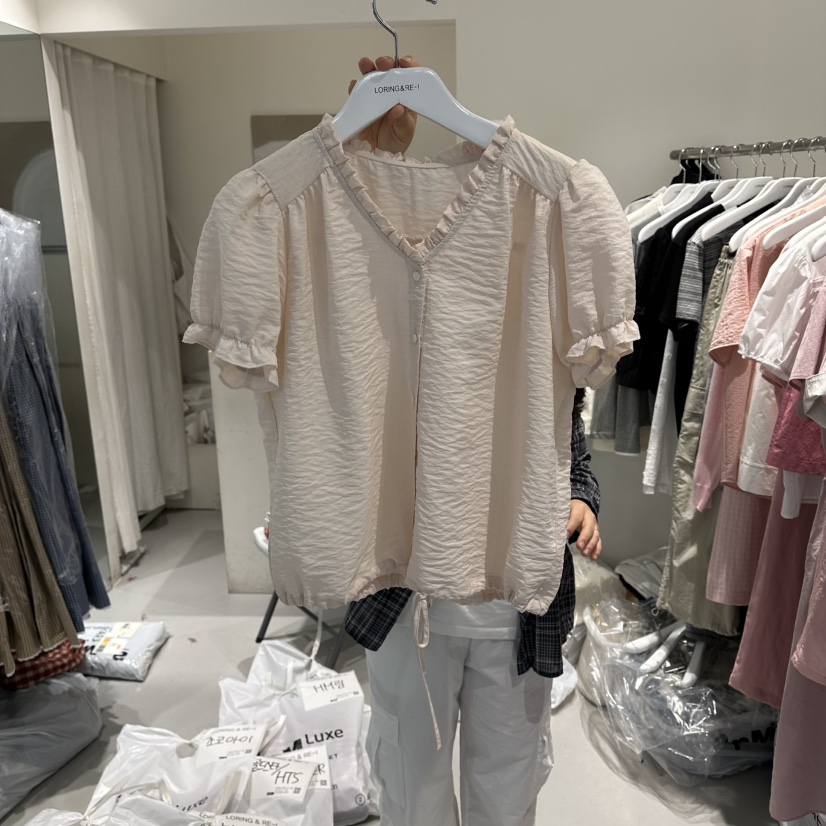 LORING RE I韓國東大門代購女士新品人氣時尚襯衫蕾絲衫LLORING RE-I/BARE襯衫/蕾絲衫圖色2