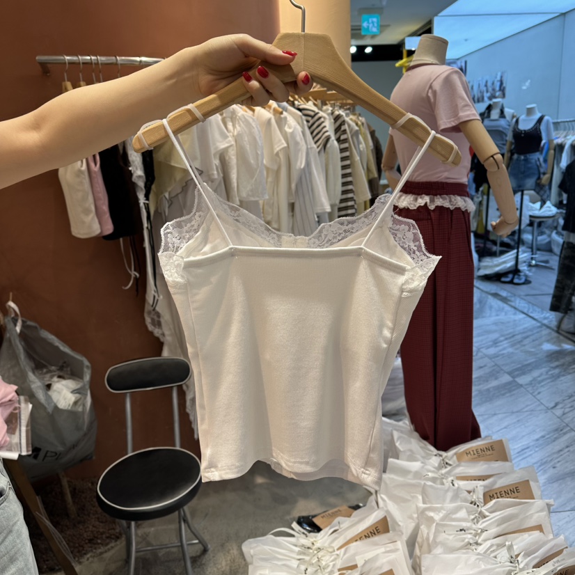 MIENNE韓國直郵實拍女裝新品人氣推薦熱賣吊帶背心高領蕾絲MIENNE吊帶/背心