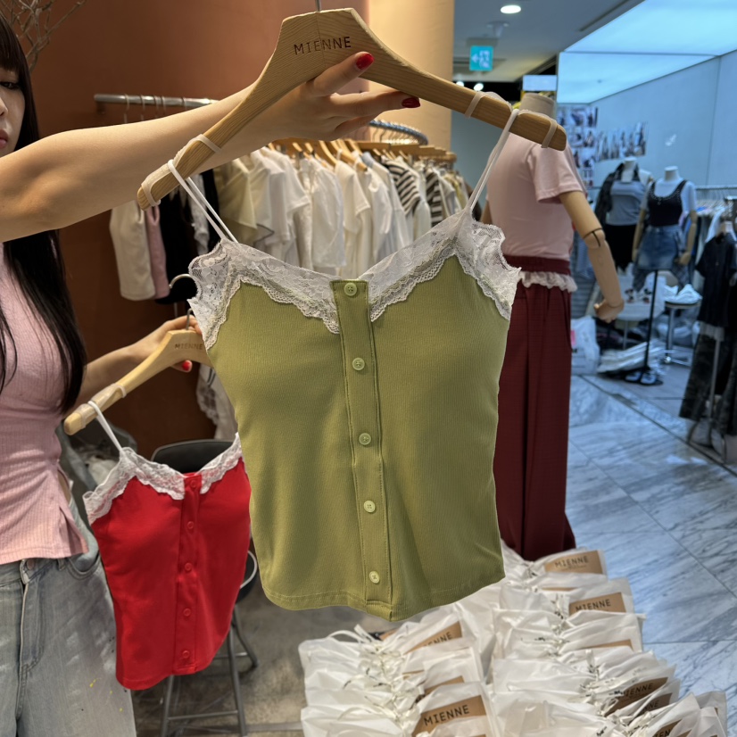 MIENNE韓國直郵實拍女裝新品人氣推薦熱賣吊帶背心高領蕾絲MIENNE吊帶/背心圖色3