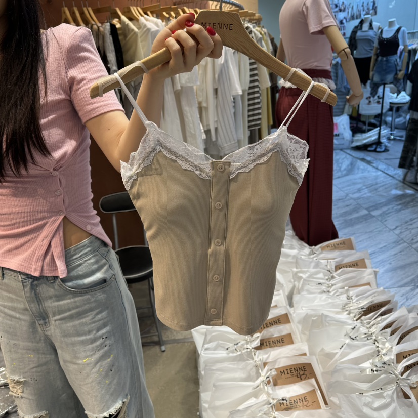 MIENNE韓國直郵實拍女裝新品人氣推薦熱賣吊帶背心高領蕾絲MIENNE吊帶/背心圖色4
