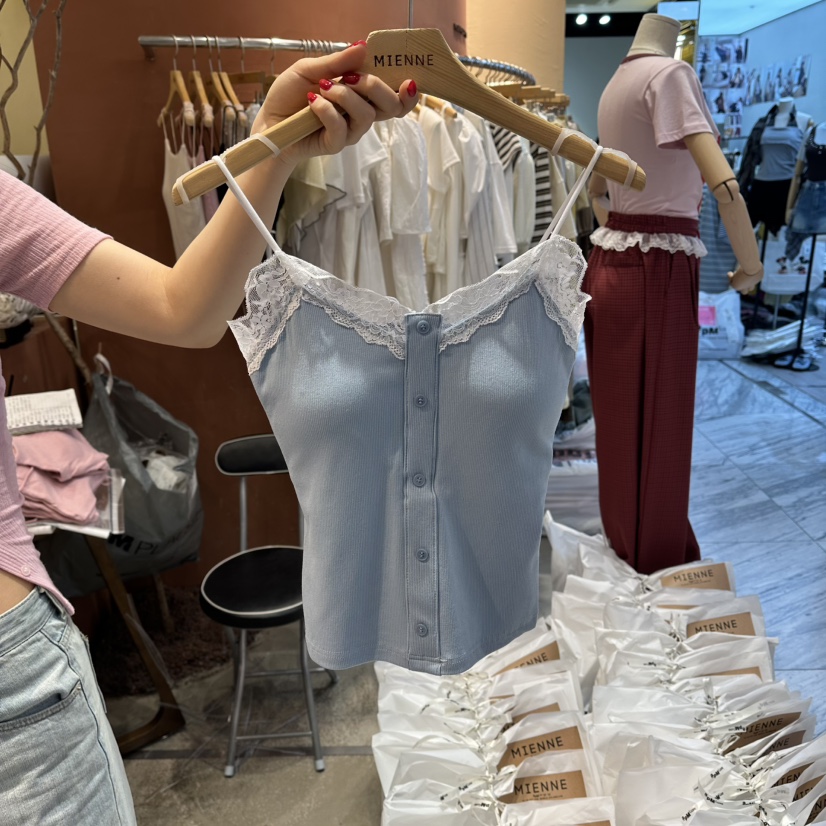 MIENNE韓國直郵實拍女裝新品人氣推薦熱賣吊帶背心高領蕾絲MIENNE吊帶/背心圖色5