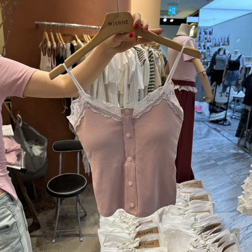 MIENNE韓國直郵實拍女裝新品人氣推薦熱賣吊帶背心高領蕾絲MIENNE吊帶/背心圖色6