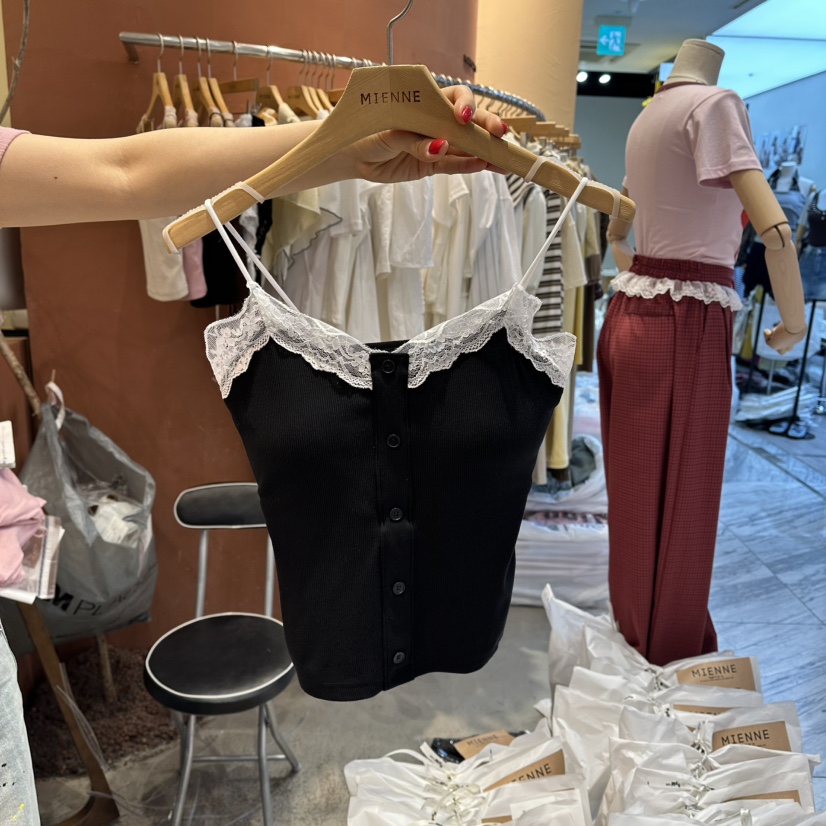 MIENNE韓國直郵實拍女裝新品人氣推薦熱賣吊帶背心高領蕾絲MIENNE吊帶/背心圖色7
