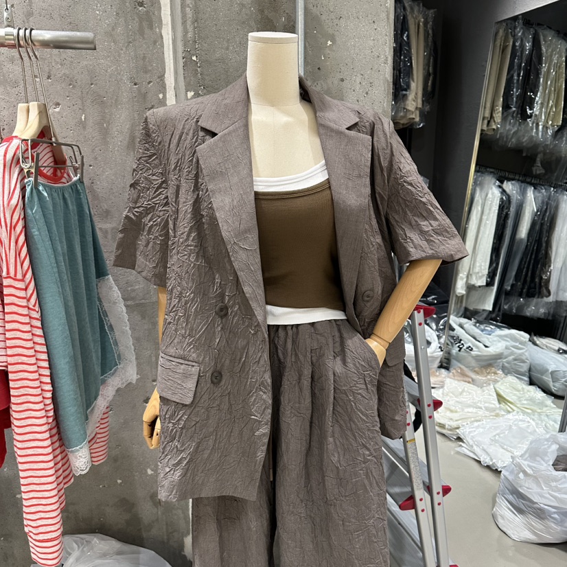 JUNI韓國東大門直郵女裝新品休閑職業推薦時尚26春夏夾克褶皺my juni夾克圖色2