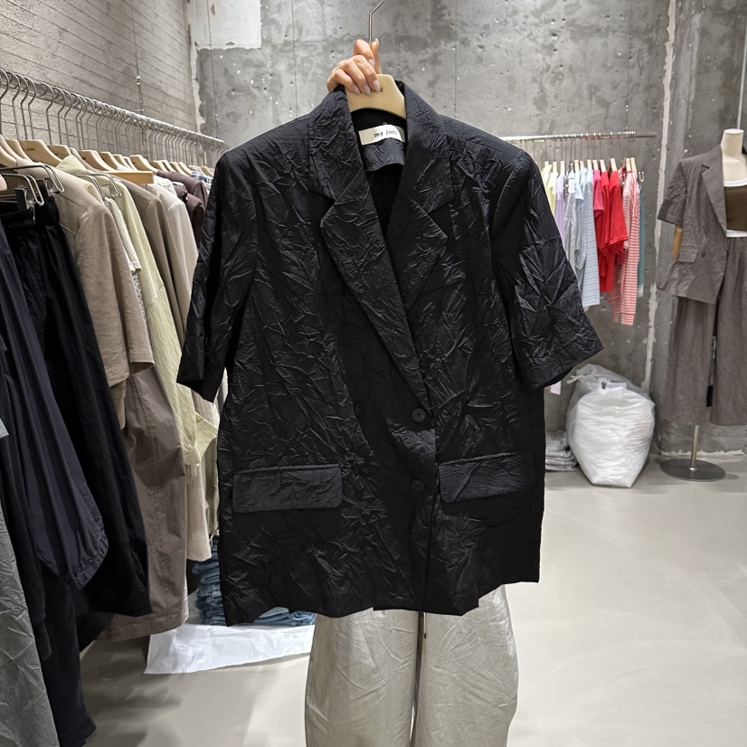 JUNI韓國東大門直郵女裝新品休閑職業推薦時尚26春夏夾克褶皺my juni夾克圖色3