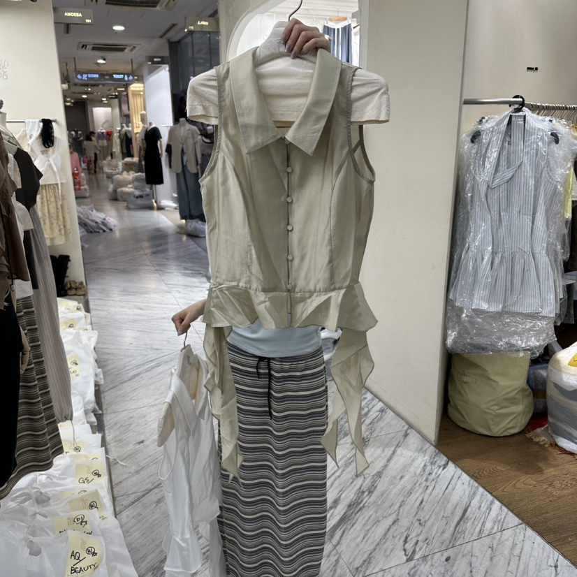 AMOEBA韓國直郵實拍女裝新款熱賣職業人氣吊帶背心荷葉邊AMOEBA吊帶/背心圖色1