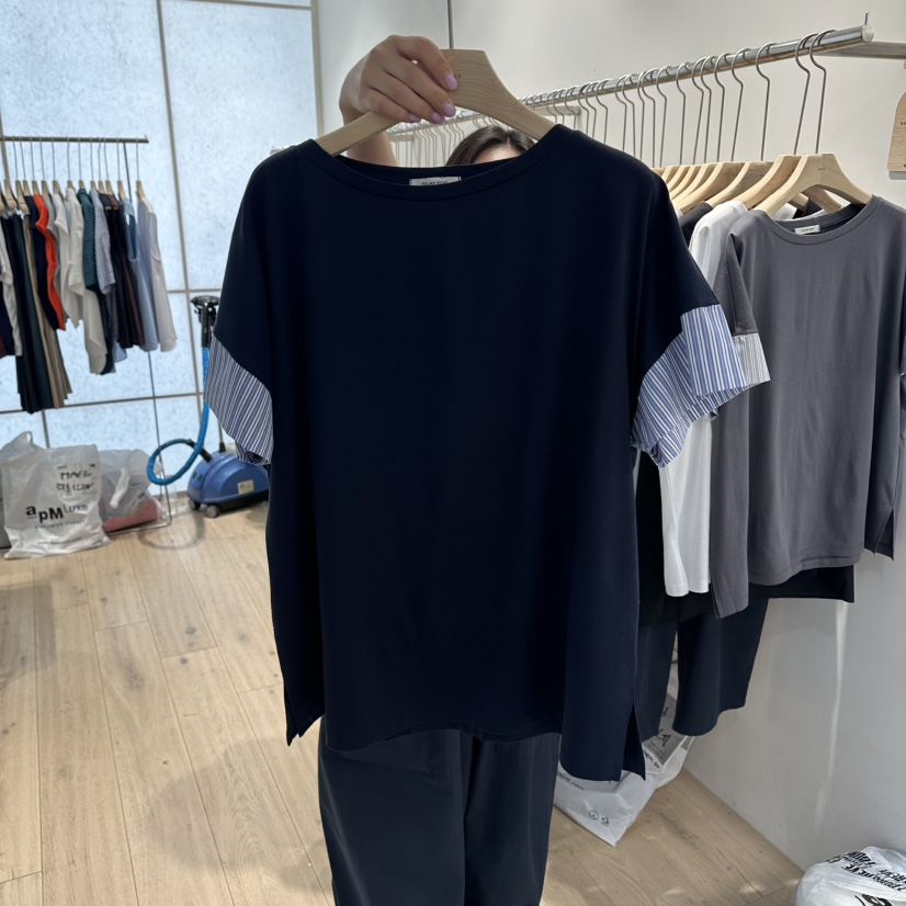 REVE-L韓國東大門代購女裝新款時尚熱賣職業休閑T恤撞色REVE-LT恤圖色3