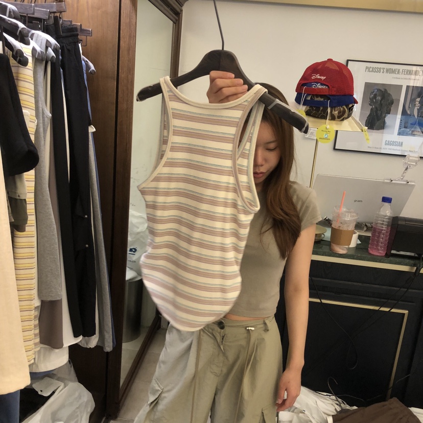 VIRKIN韓國直郵實拍女裝新款推薦熱賣26夏季吊帶背心褶皺無袖VIRKIN吊帶/背心