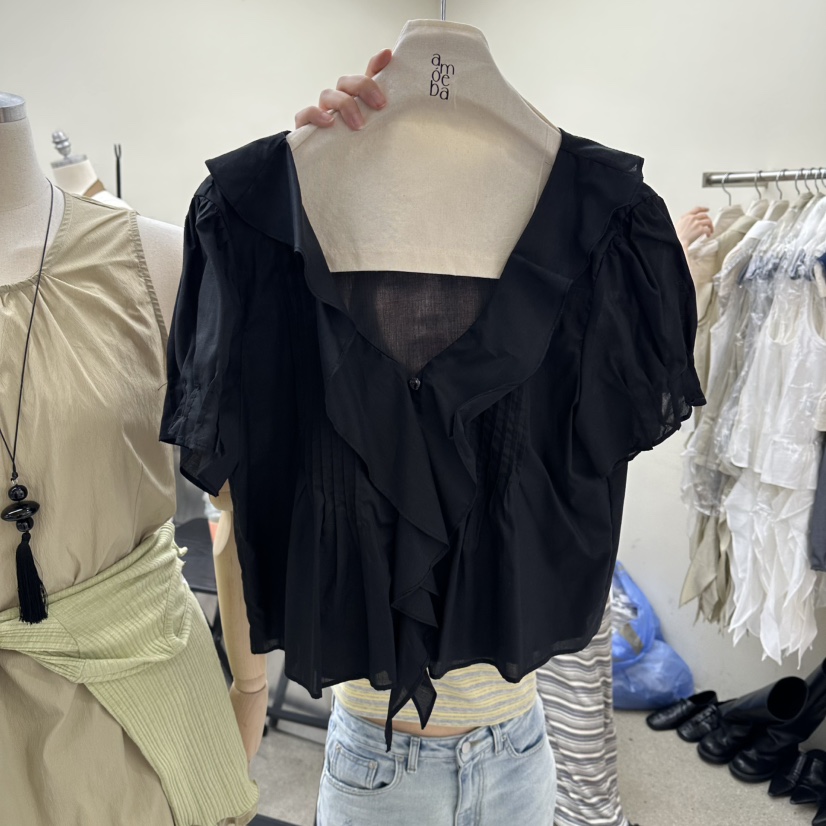 AMOEBA東大門實拍韓國女士新品休閑推薦人氣職業襯衫蕾絲衫AMOEBA襯衫/蕾絲衫圖色3