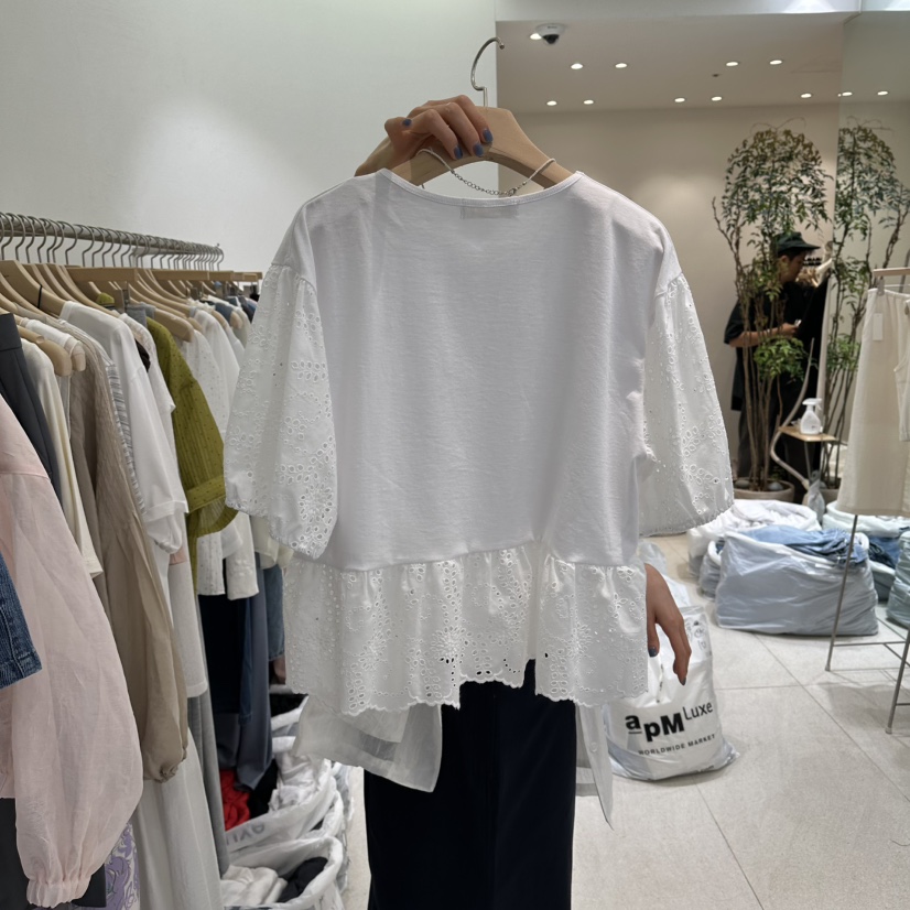 GRACIA韓國代購女裝新品推薦休閑職業時尚熱賣26夏季T恤蕾絲GRACIAT恤