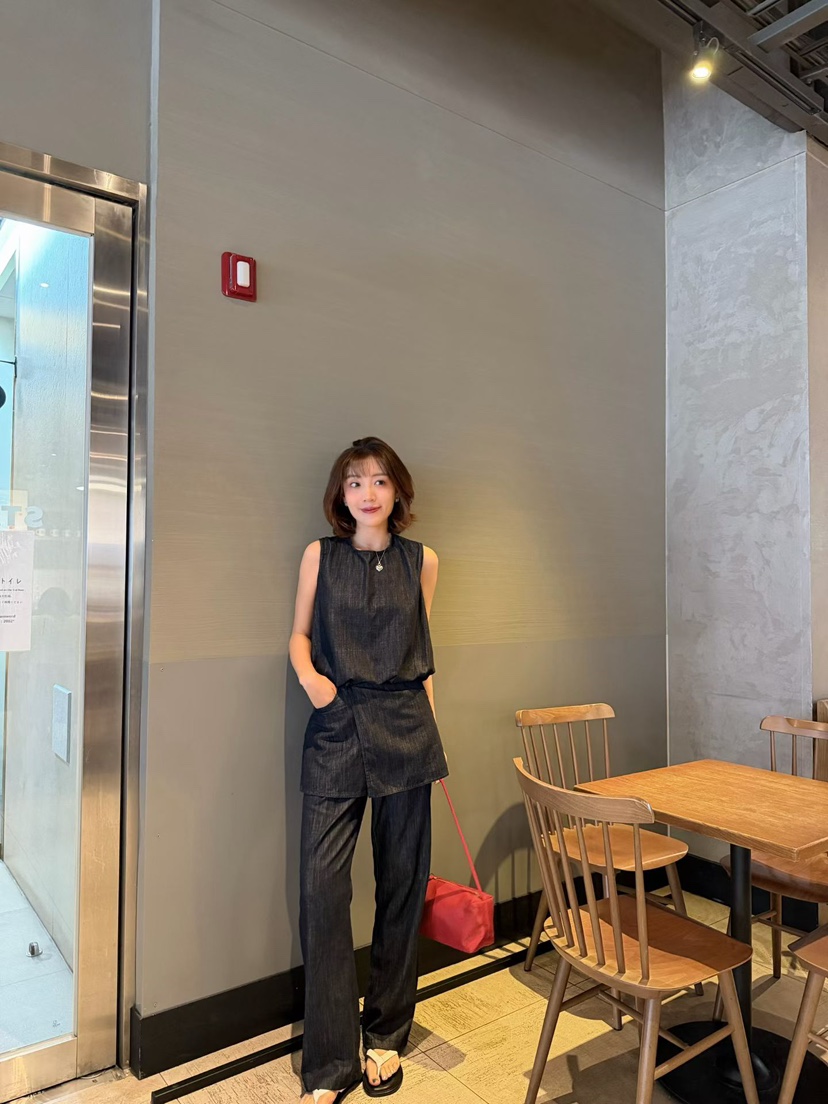 ONDO-P東大門實拍韓國女士新品26夏季職業吊帶背心水洗條紋ONDO-P吊帶/背心