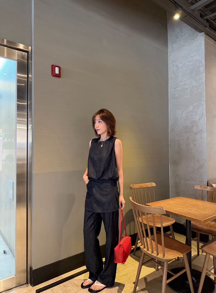 ONDO-P東大門實拍韓國女士新品26夏季職業吊帶背心水洗條紋ONDO-P吊帶/背心