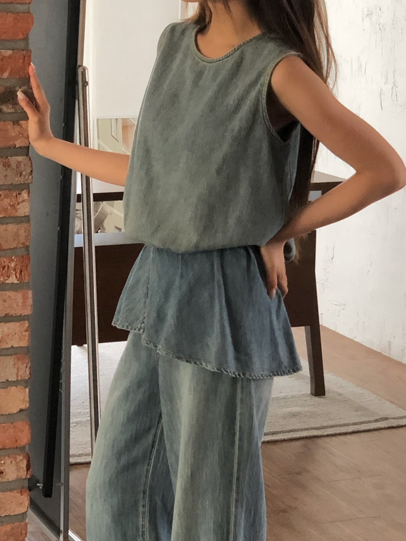 ONDO-P東大門實拍韓國女士新品26夏季職業吊帶背心水洗條紋ONDO-P吊帶/背心