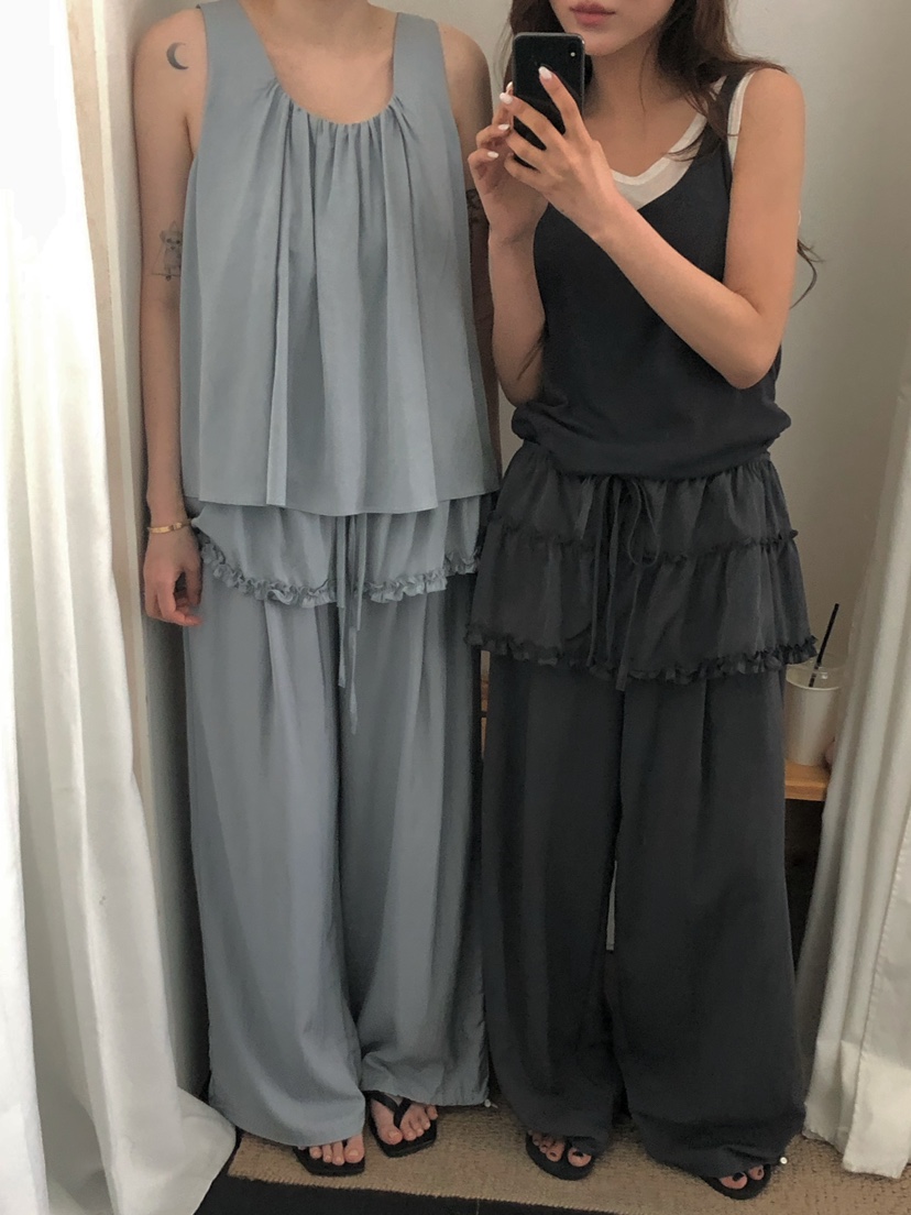 ONDO-P韓國直郵女士新品26春夏人氣休閑吊帶背心褶皺無袖ONDO-P吊帶/背心