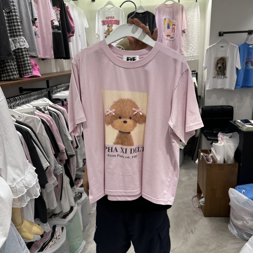 EVE韓國代購女士新品熱賣26夏季休閑人氣時尚職業T恤絲帶EVET恤圖色2