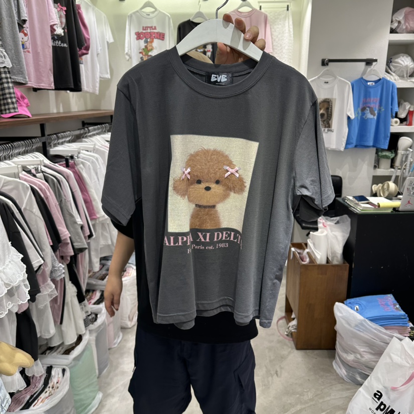 EVE韓國代購女士新品熱賣26夏季休閑人氣時尚職業T恤絲帶EVET恤圖色4