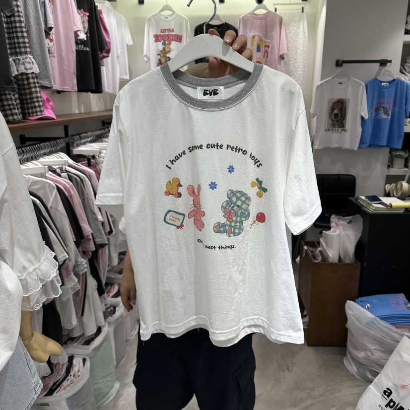 EVE東大門實拍韓國女士新款26夏季職業休閑熱賣時尚人氣T恤EVET恤圖色2