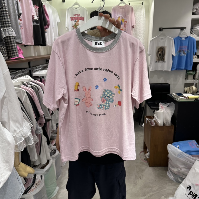 EVE東大門實拍韓國女士新款26夏季職業休閑熱賣時尚人氣T恤EVET恤圖色3