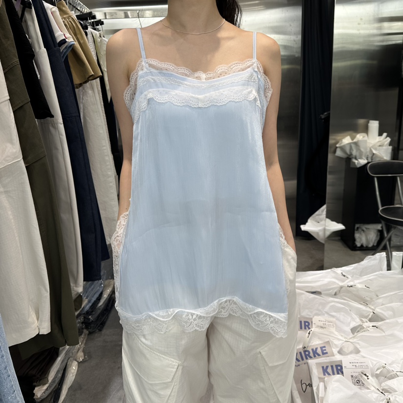 KIRKE韓國代購女士新款推薦26春夏26夏季吊帶背心蕾絲無袖KIRKE吊帶/背心圖色1
