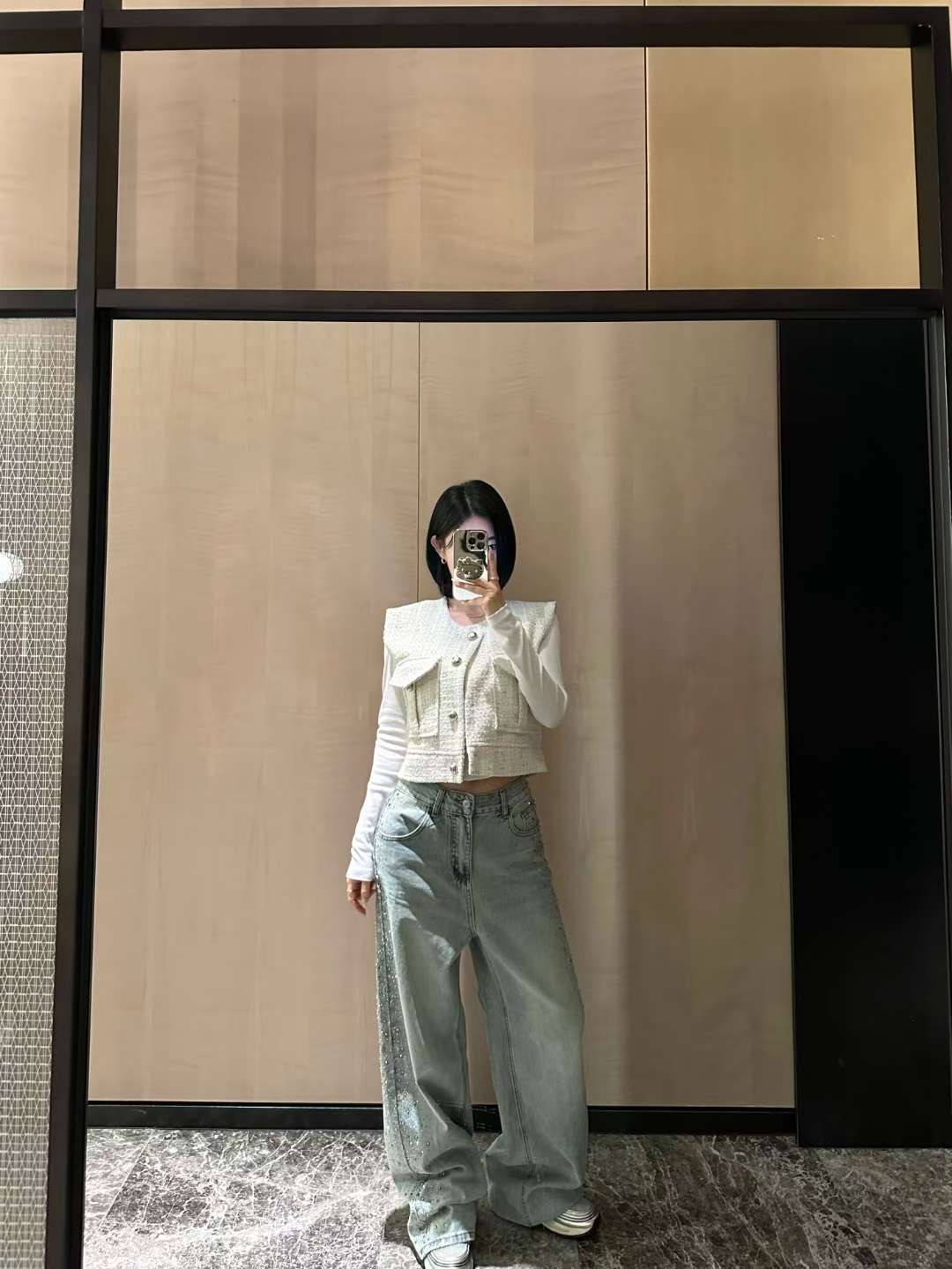 blinque韓國東大門直郵女士新品熱賣馬甲不含內搭粗花呢短款Mblinque馬甲