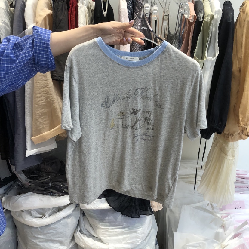 RIVEROOM東大門實拍韓國女裝新品休閑熱賣時尚26夏季26春夏T恤RIVEROOMT恤圖色3