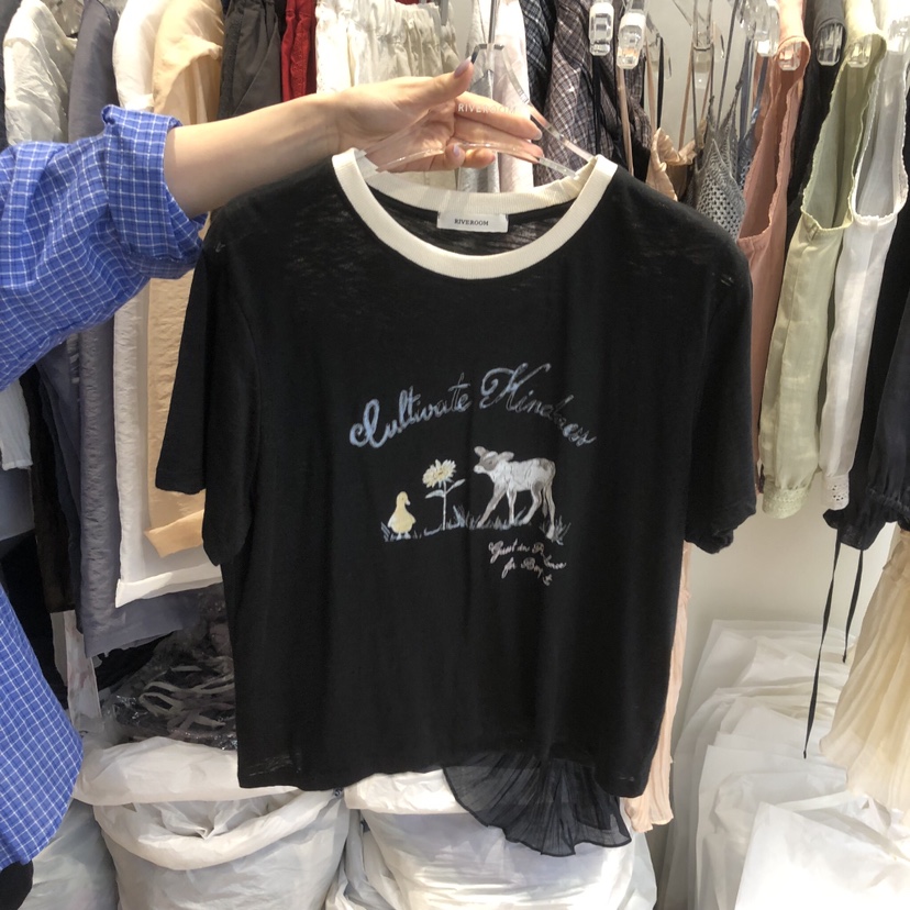 RIVEROOM東大門實拍韓國女裝新品休閑熱賣時尚26夏季26春夏T恤RIVEROOMT恤圖色4