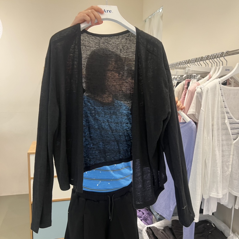 ARE韓國代購女士新款熱賣26夏季職業時尚長袖T恤V領亞麻開衫ARE YOU/ARE長袖T恤圖色3