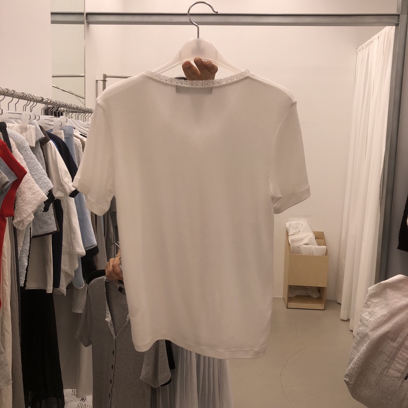 STAINLESS韓國東大門代購女士新品時尚人氣T恤蕾絲開衫羅紋STAINLESST恤