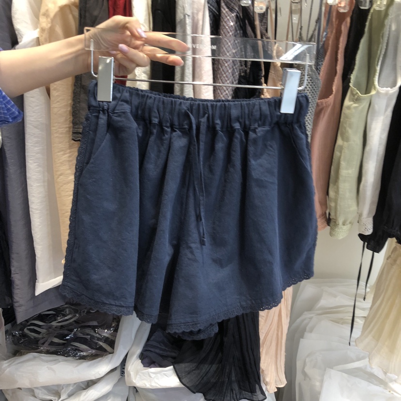RIVEROOM韓國直郵女裝新品休閑職業26夏季短褲亞麻布蕾絲RIVEROOM短褲圖色4