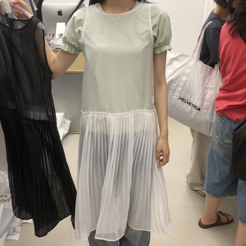 STAINLESS韓國代購女士新款時尚休閑推薦職業26春夏連衣裙褶裥STAINLESS連衣裙圖色1