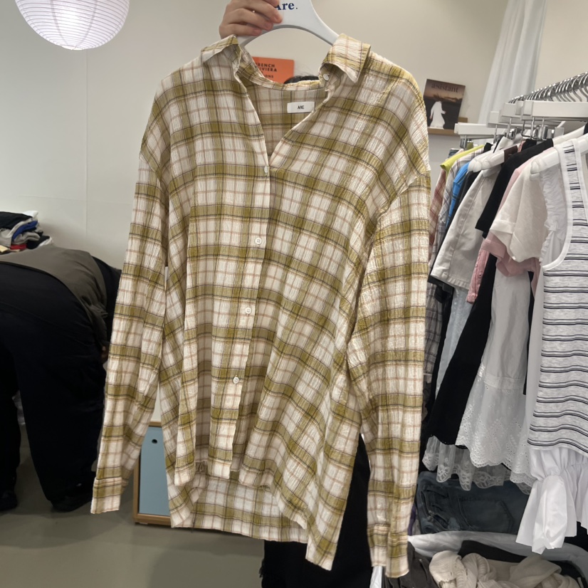 ARE韓國直郵女裝新品26夏季推薦熱賣職業休閑襯衫蕾絲衫格子ARE YOU/ARE襯衫/蕾絲衫圖色2