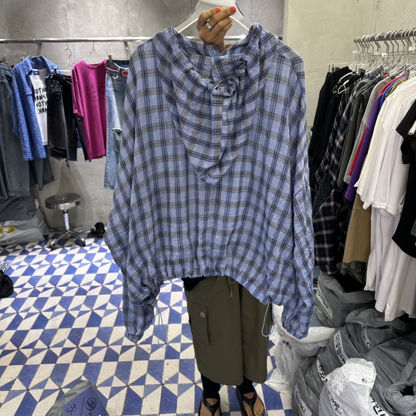 AMOUR韓國直郵女士新品26春夏時尚職業襯衫蕾絲衫連帽衫亞麻AMOUR襯衫/蕾絲衫