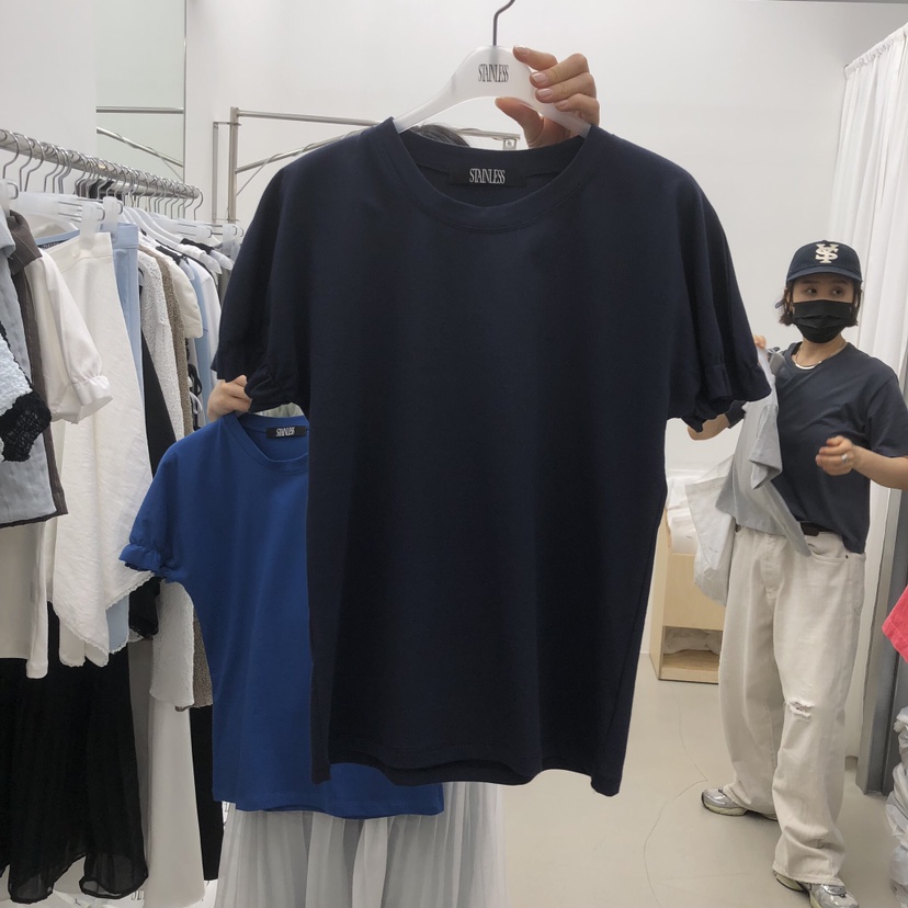 STAINLESS韓國代購女士新款26夏季職業時尚26春夏T恤褶皺STAINLESST恤圖色3
