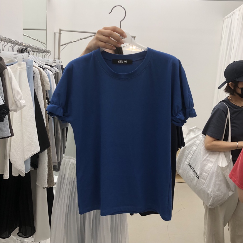 STAINLESS韓國代購女士新款26夏季職業時尚26春夏T恤褶皺STAINLESST恤圖色4