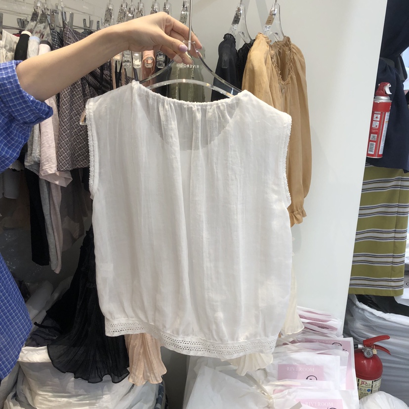RIVEROOM韓國代購女士新款26春夏熱賣推薦休閑襯衫蕾絲衫RIVEROOM襯衫/蕾絲衫