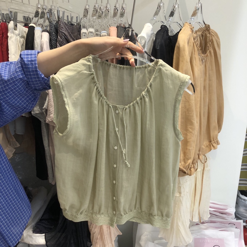 RIVEROOM韓國代購女士新款26春夏熱賣推薦休閑襯衫蕾絲衫RIVEROOM襯衫/蕾絲衫圖色2