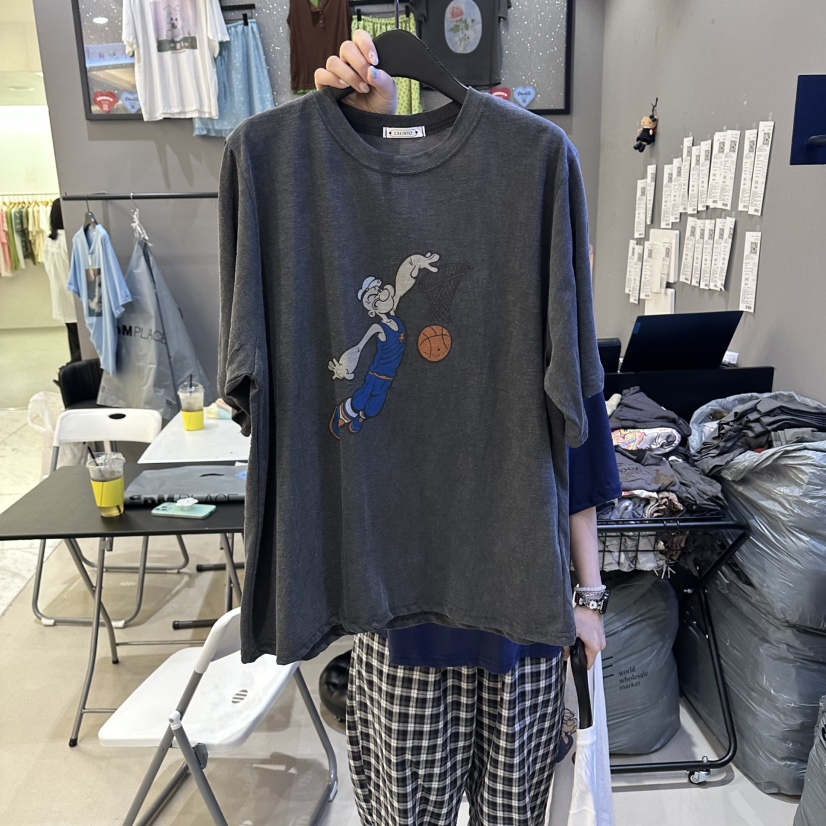 CREDITO韓國直郵實拍女士新款26春夏休閑時尚T恤大力水手CREDITOT恤圖色2