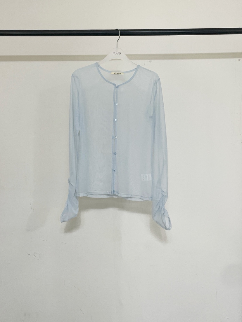 CLAFO韓國直郵實拍女裝新品職業休閑人氣長袖T恤網眼開衫CLAFO長袖T恤圖色1