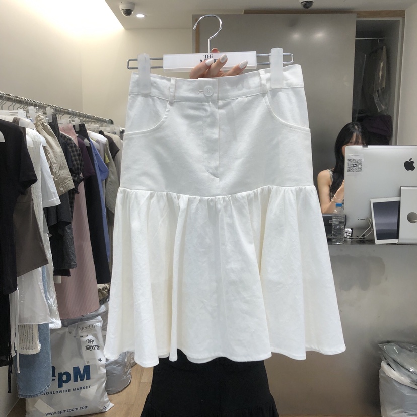 MEET ME韓國直郵女裝新品職業26春夏時尚半身裙中短裙亞麻MEET ME半身裙/中短裙圖色1